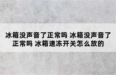 冰箱没声音了正常吗 冰箱没声音了正常吗 冰箱速冻开关怎么放的